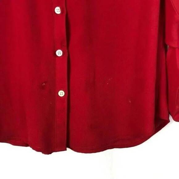 Ann Taylor LOFT Petites Red Long Sleeve Button Down SP - Picture 4 of 4